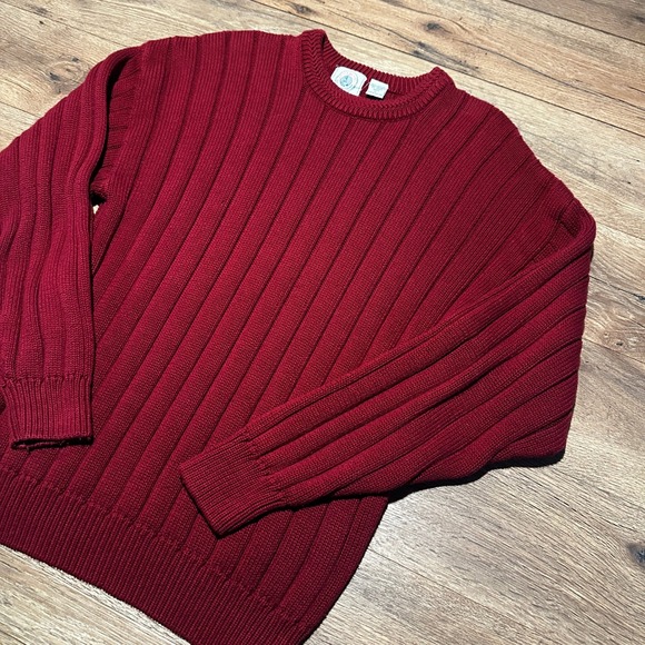 Cape Isle Knitters Other - Cape Isle Knitters Burgundy Red Ribbed Cotton Crewneck Sweater Mens Large